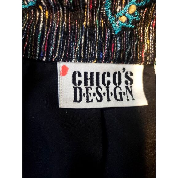 Chicos Design Multicolor Floral Silk Blend Embroidered Beaded Jacket Size 3 - Picture 2 of 7